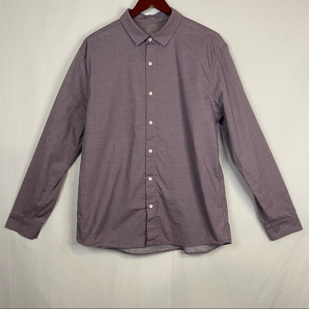 A-FRAME Mens Dress Shirt Regular Fit Long Sleeve Button Down Size Large